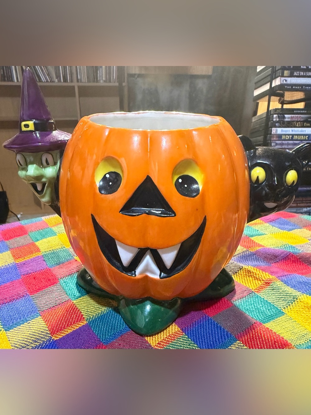 Vintage Christopher Radko Rare Halloween Pumpkin Ceramic Planter